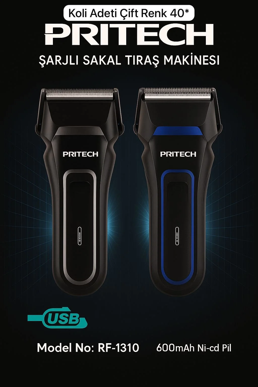 Pritech Şarjlı Sakal Tıraş Makinesi Seyahat RF-1310