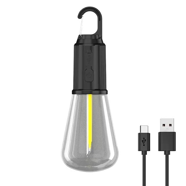 Rustik Taşınabilir Şarjlı Tasarruflu Ampul 10W Led Lamba Type-c Şarj Askılı Asma Aydınlatma T020