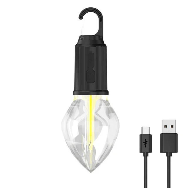 Rustik Taşınabilir Şarjlı Tasarruflu Ampul 10W Led Lamba Type-c Şarj Askılı Asma Aydınlatma T03