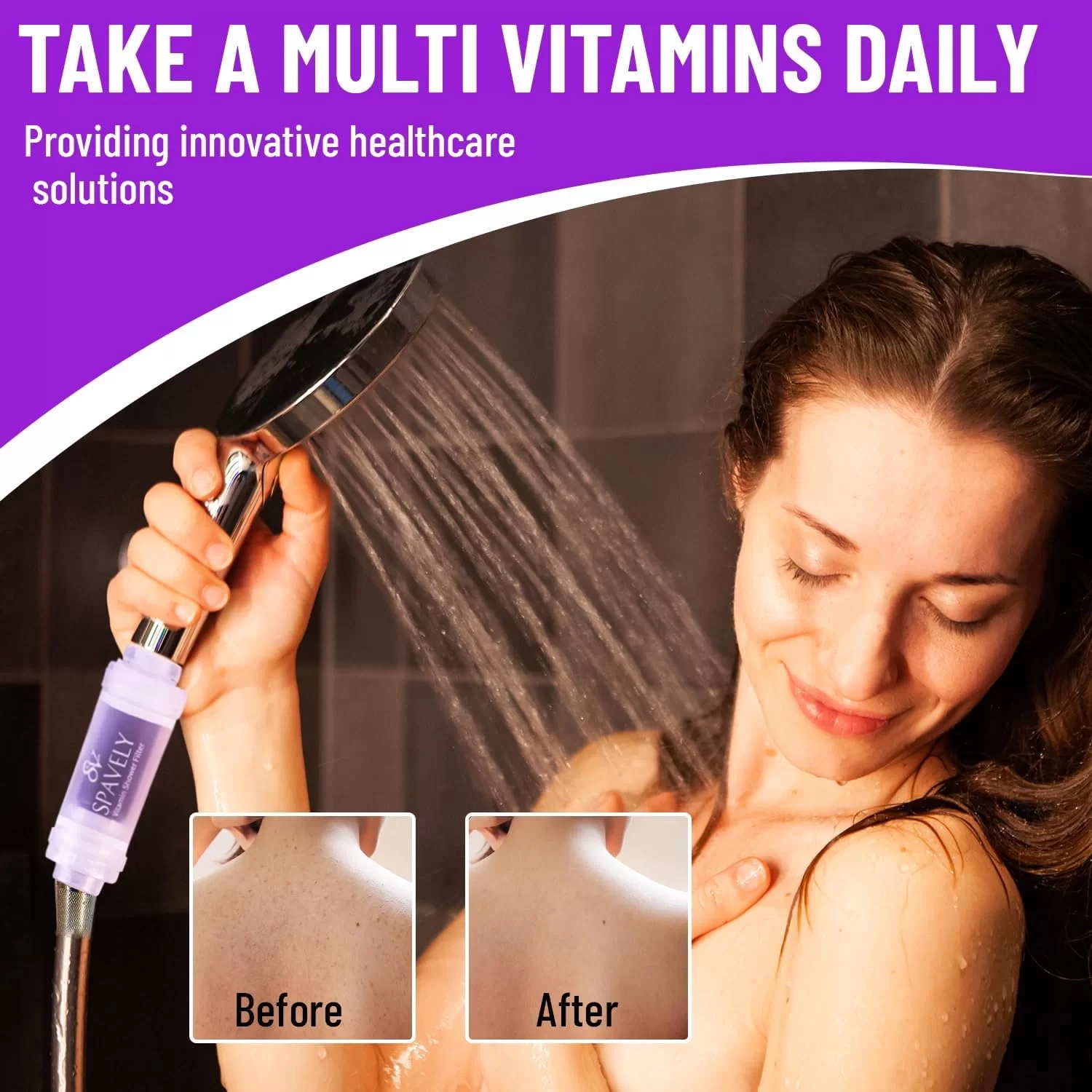 Spavely Vitamin C Duş Filtresi Her türlü cilt tipini ve özellikle kuru ciltleri nemlendirmek için, Kore Güzellik ürünü (Frezya)