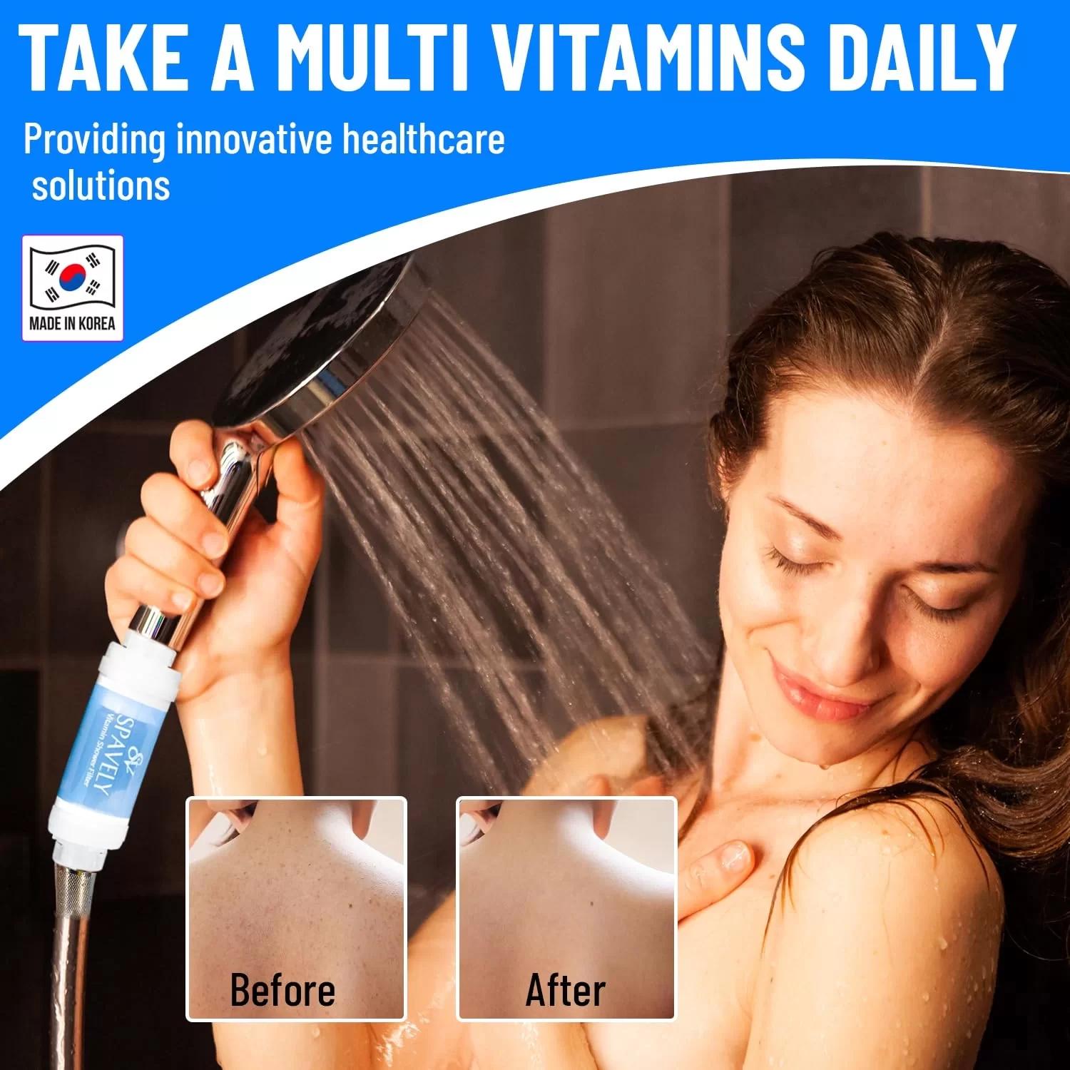 Spavely Vitamin C Duş Filtresi Her türlü cilt tipini ve özellikle kuru ciltleri nemlendirmek için, Kore Güzellik ürünü (Gül )