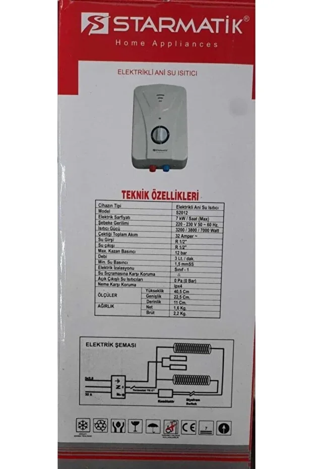 Starmatik şofben 8 emniyetli 7000 wolt sıfır ürün kaliteli