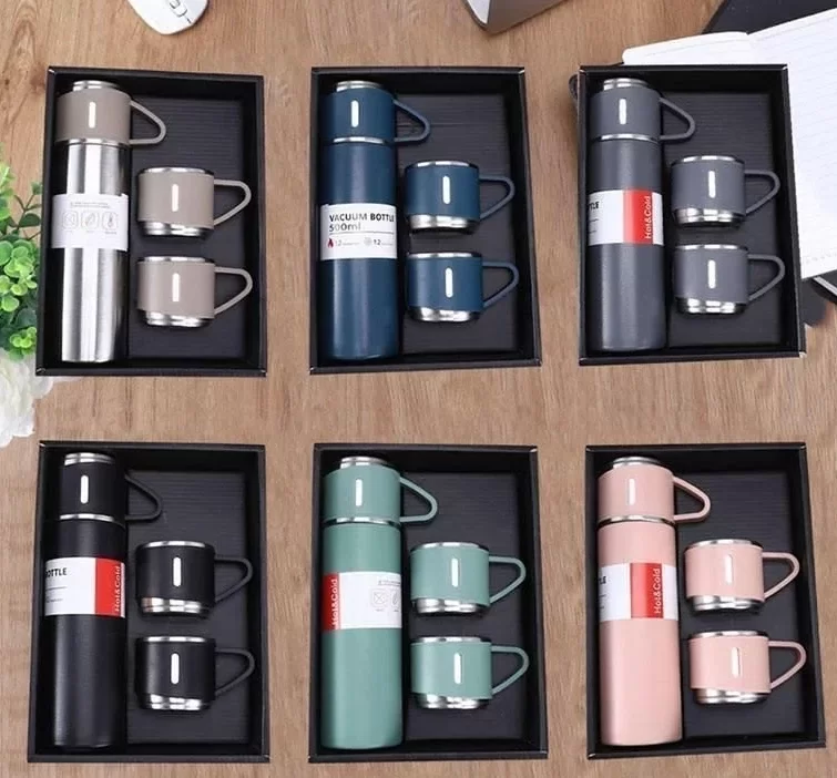 Üçlü Bardak Paslanmaz Çelik Termos Seti