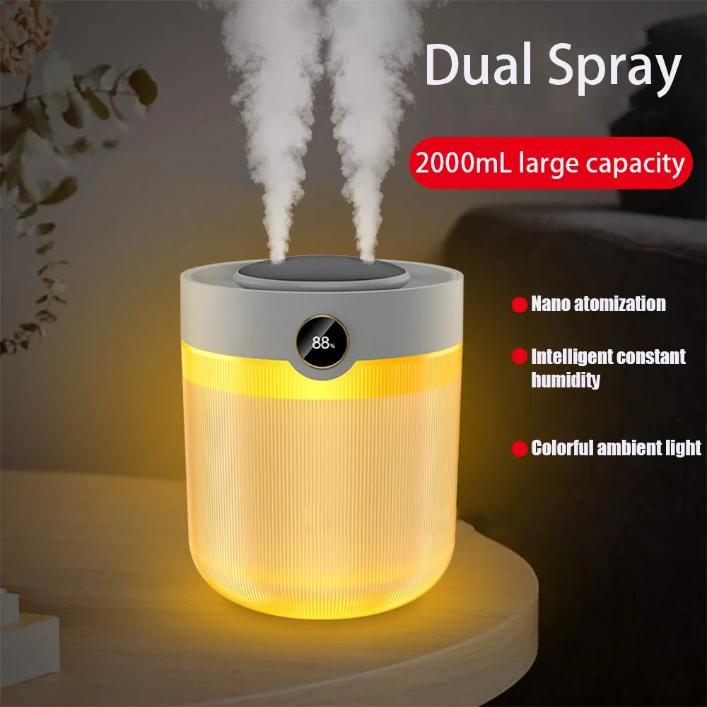 Ultrasonik Oda Hava Nemlendirici Çift Sprey Aromatherapy Ev Ofis Humudifier Rgb Işıklı 2lt Ultrasonik Oda Hava Nemlendirici Çift Sprey Aromatherapy Ev Ofis Humudifier Rgb Işıklı 2lt