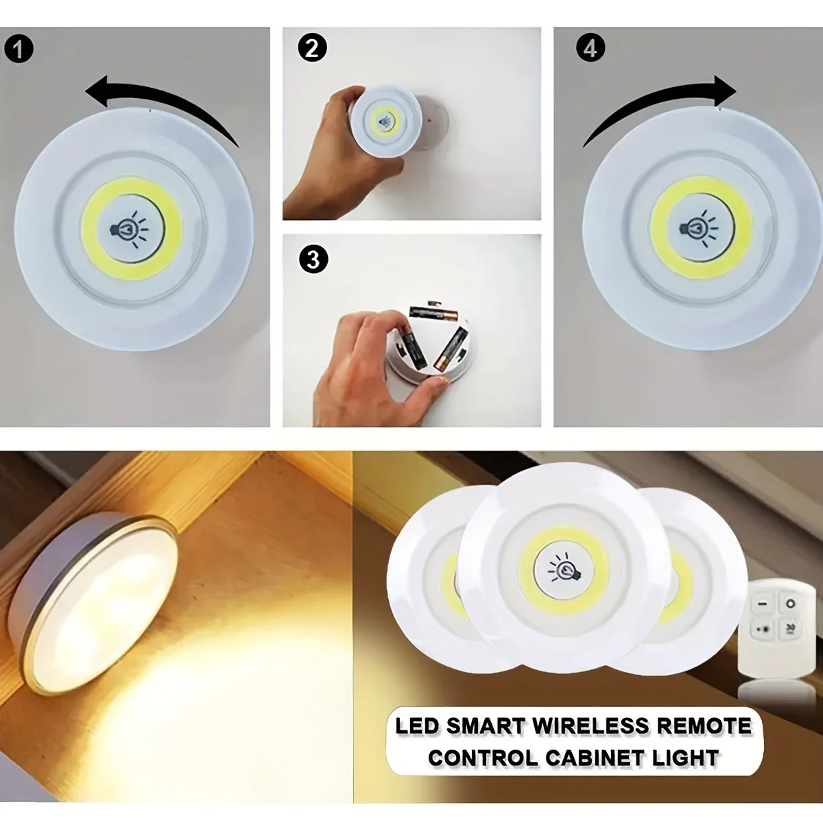 Uzaktan Kumandalı Yapışkanlı 3lü Led Spot Lamba