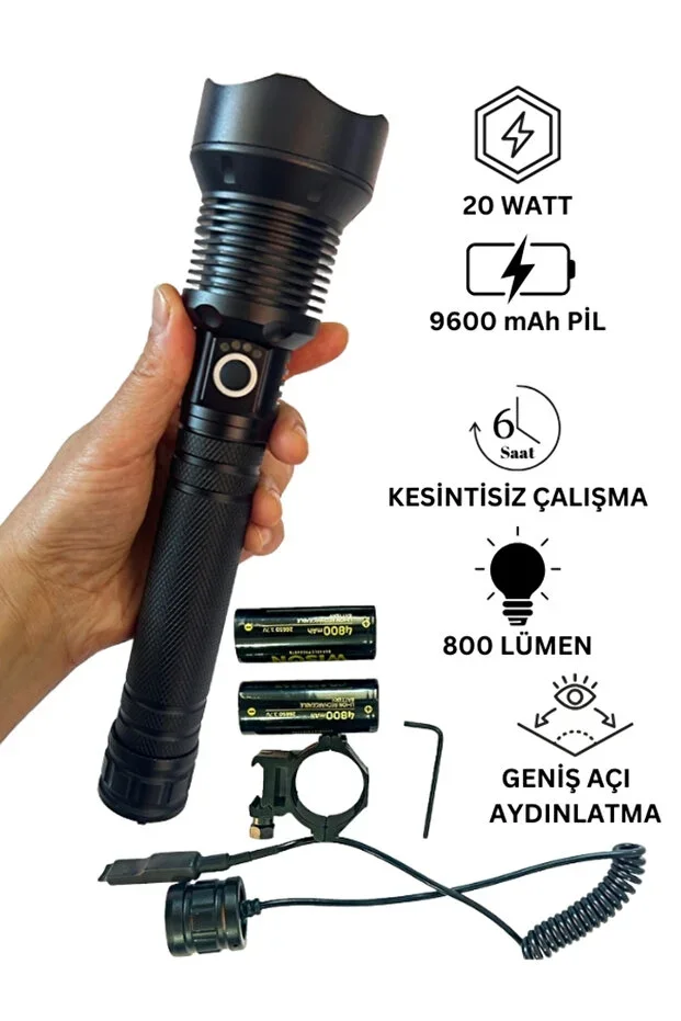 Wison WS-5412 Tüfek Feneri, Geniş Açı Avcı El Feneri 20 Watt