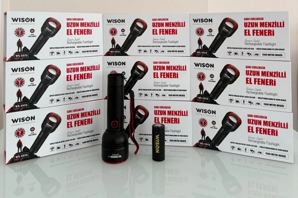 WISON WS-5572 20W Uzun Menzilli Şarjlı Metal El Feneri