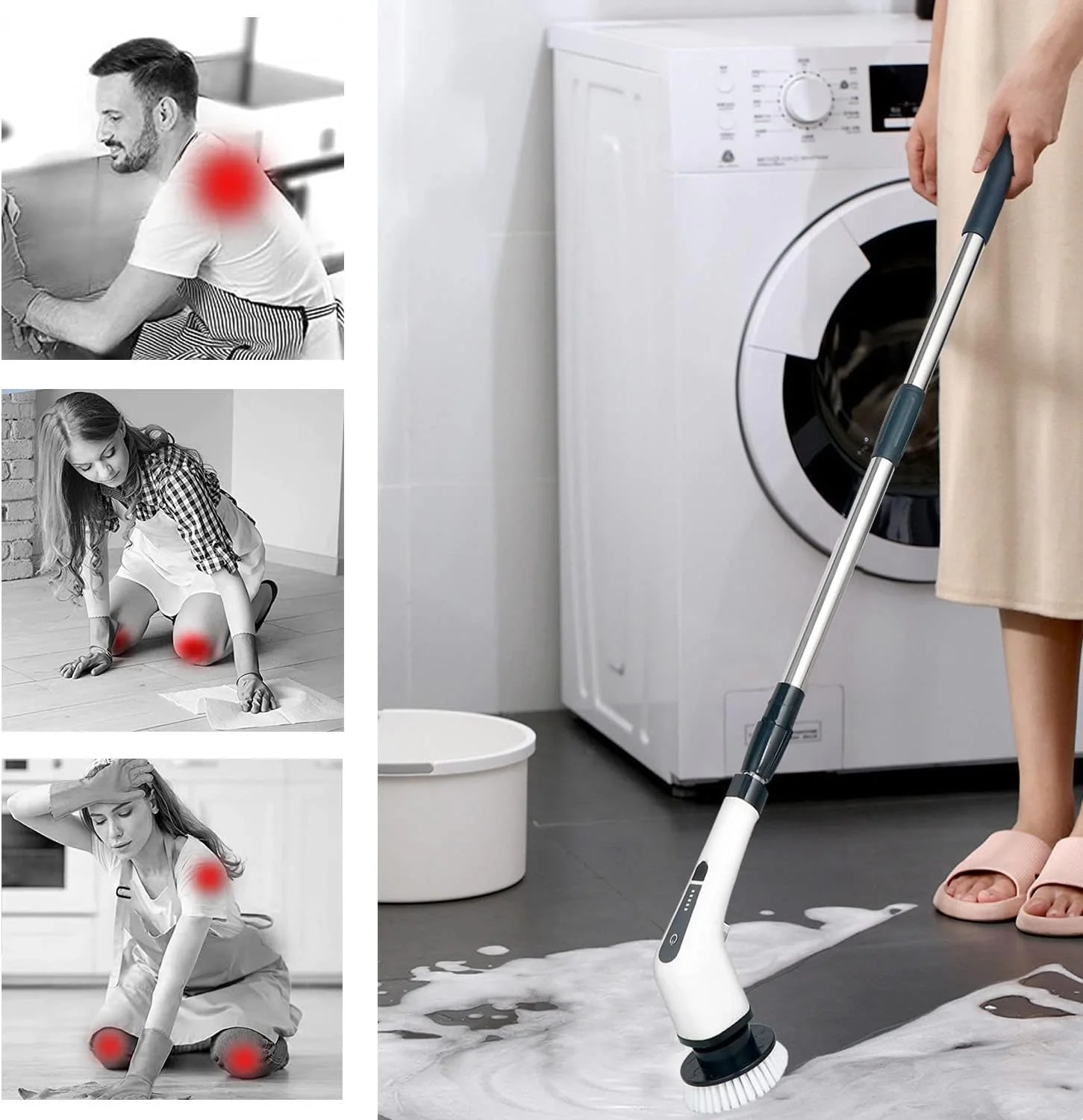 Yeni Nesil 7 Temizleme Başlıklı Dijital - Banyo-Mutfak-Araç Temizlik Fırçası Seti