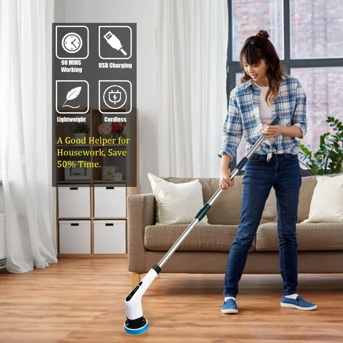 Yeni Nesil 7 Temizleme Başlıklı Dijital - Banyo-Mutfak-Araç Temizlik Fırçası Seti