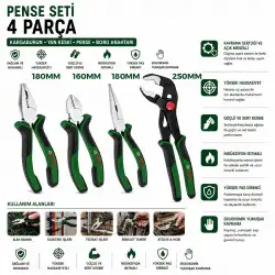 Egonex Bosch-1 600 A02 W7k ( 621 ) ( 4pcs ) Pense Seti ( 10 Papağan Pense & 7 Pense - 6 Yan Keski - 7 Kargaburnu ) ( 60 ± Kesme Sertlik )*6