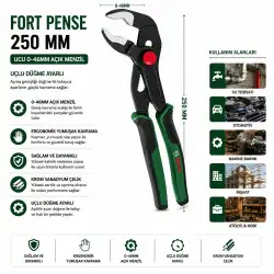 Egonex Bosch-1 600 A03 2v9 ( 529 ) ( 250mm ) ( 10 ) Ford Papağan Pense ( 0- 46 Mm Ağız Ölçü )( Ergonamik Yumuşak Sap )( 60 ± Kesme Sertlik )*6x1