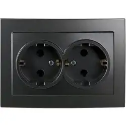 Egonex Atom ( Siyah ) Topraklı 2li Priz*12x10