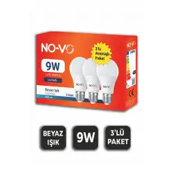 Novo 3’lü Led Ampul 9w Beyaz Işık E27