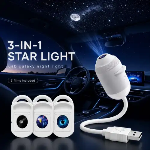 2si 1 arada USB Galaksi Yıldız Projeksiyonlu Gece Lambası