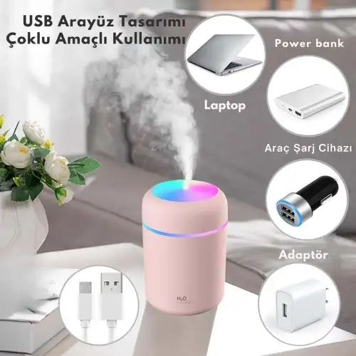 Dempower Dp-315b Usb Colorful (klasik) (300ml) (h2o) (mini) (usb Şarj& Işıklı) Hava Nemlendirici &buhar Makine &koku Giderici*100