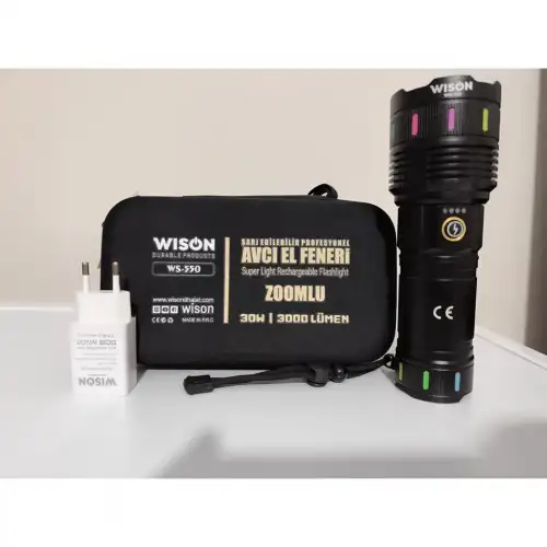 Wıson Wison Ws-550 30w 3000 Lümen Zoomlu Profosyonel El Feneri
