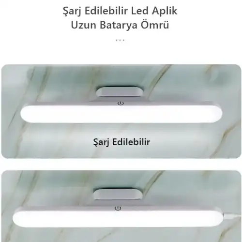 Cabınet Şarjlı Kolay Taşınabilir Mıknatıslı Led Işık Kablosuz Kademeli 3 Renk Aplik
