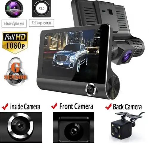 4 İnç Araç İçi Kamera Kaydedici Çift Ön Ve Arka Hd 1080p Gece Görüşlü Araç Kamerası