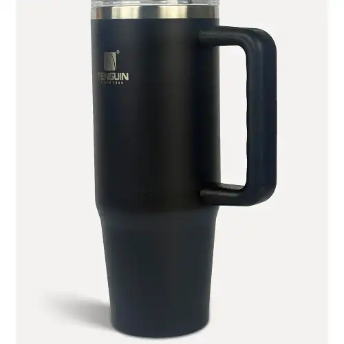 Penguin Termos Pipetli Termos Bardak 900 Ml Paslanmaz Çelik Siyah