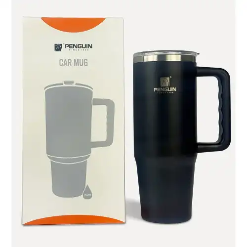 Penguin Termos Pipetli Termos Bardak 900 Ml Paslanmaz Çelik Siyah