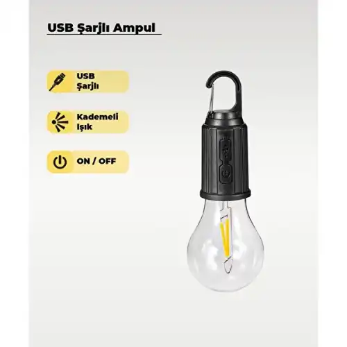 Panther Pt-331 (solar & Usb Şarj) (seyyar Ampul Model=rustik) Kamp Lambası (mandallı Kanca Askılık) (3-kademe Işık)*120