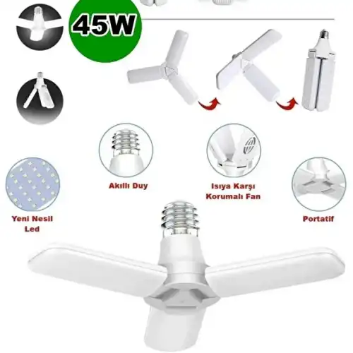 Volemi Pervane LED Ampül 3 Kanatlı 220V 45W 4500 Lümen Beyaz E27