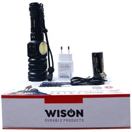 Wıson WS-6868 2500 lümen 25 wat 5000 mah Pil Şarj Edilebilir Uzun Menzilli El Feneri