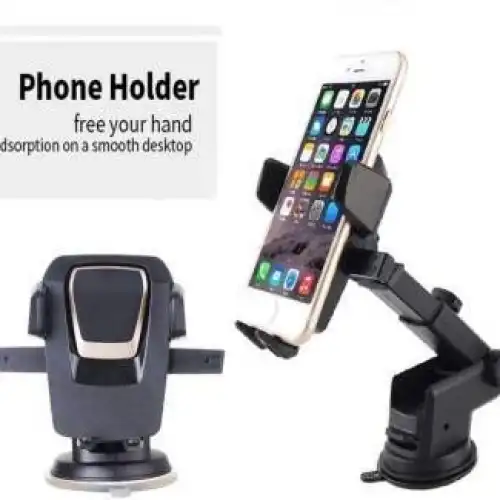 Araç İçi Ayarlanabilir Telefon Tutucu, Evrensel Uzun Kollu, Ön Cam İçin Akıllı Telefonlar İçin - Siyah