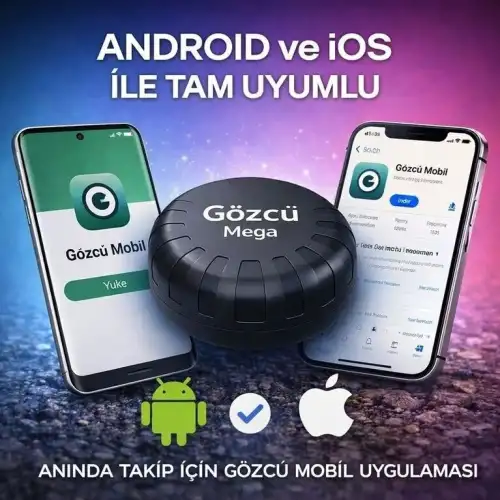 Gözcü Mega Android ve İos Uyumlu Takip Cihazı 3 Yıl Pil Ömrü Geçmişe Dönük Konum Gps Araç Motor Çocuk Gizli