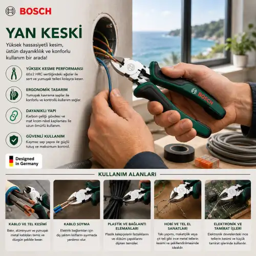 Egonex Bosch-1 600 A03 2ve ( 624 ) ( 6 & 160mm ) Yan Keski ( Lüx Ergonomik Saplı ) ( 60 ± Kesme Sertlik )*6x1