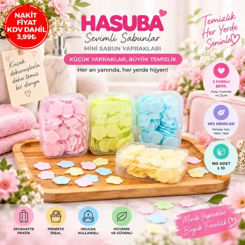 Egonex Hasuba Sevimli Sabunlar Hs-400 (mini=1.2-1.5cm) (seyahat & Piknik & Okulda) (160pcs ± 10) (mix:kalp& Yvrlk&çiçek)*24x40