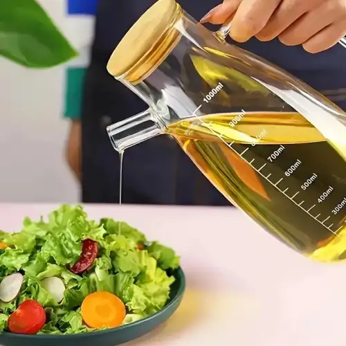 Bambu Kapaklı Cam Yağdanlık