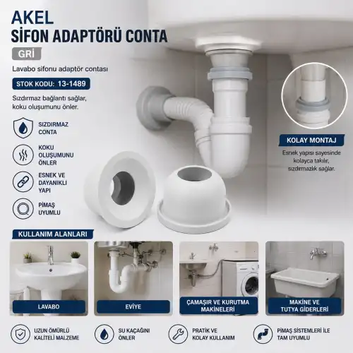 Egonex Akel Sifon Adaptörü Conta Gri *100x5