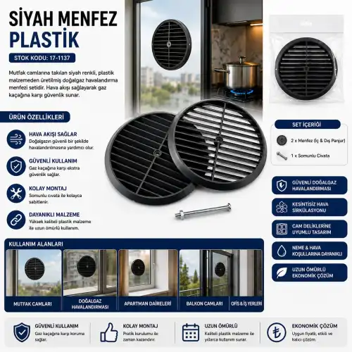 Egonex Krt-1145 Siyah Menfez Plastik*100