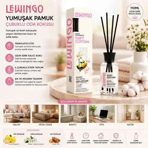 Egonex Lewingo ( 110ml ) ( Soft Cotton ) Bambu Ortam Kokusu ( Cam Şişe )*24=k