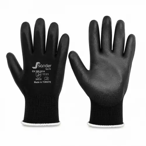 Egonex Sander G-111330 ( No 9 ) ( Medium ) ( Siyah & Beyaz Başlık ) Nitril İşçi Eldiven*10x10