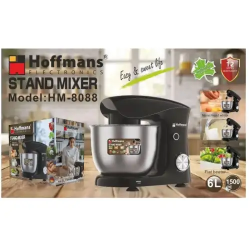 Hoffmans 6 Litre Hamur Yoğurma Makinesi - Siyah