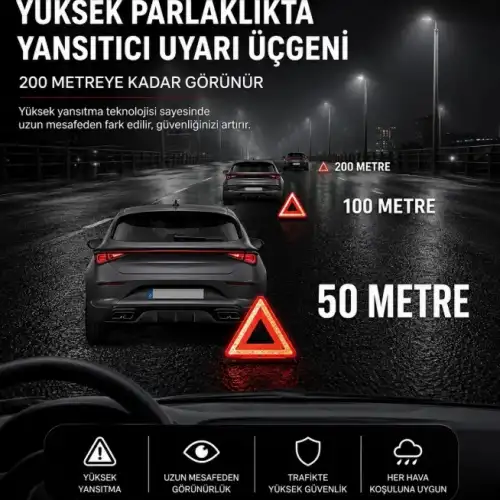 Katlanabilir Üçgen Acil Durum  Reflektörü