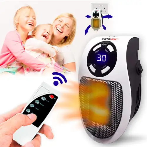 Priz Tipi Uzaktan Kumandalı Taşınabilir Isıtıcı Zamanlayıcı - Otomatik Kapanma 500w