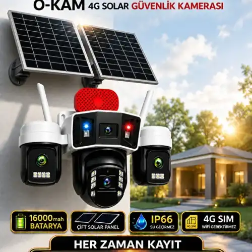 O-Kam OK337B Premium 12MP 4 Kameralı 4g Çift Solar Panel Aov