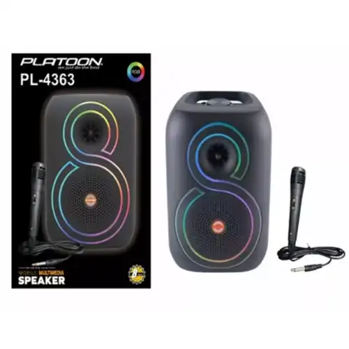 Platoon Pl-4363 Bluetooth Usb Girişli Rgb Mikrofonlu Müzik Kutusu