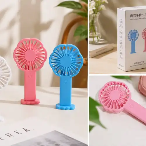 Şarjlı Mini El Vantilatörü – Çiçek Tasarımlı 3 Kademeli