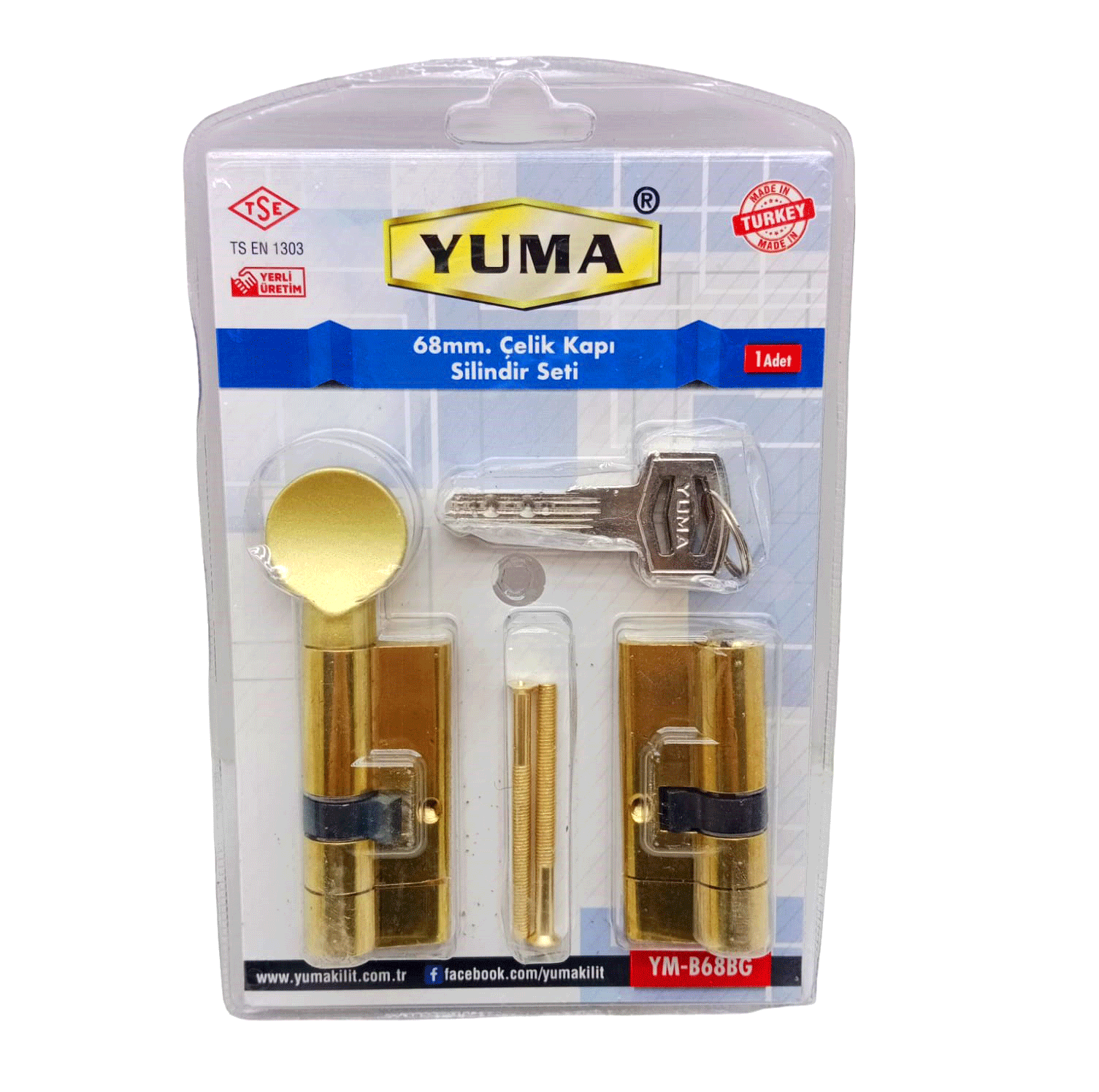 Egonex Yuma Ym-b68bg ( Sarı ) Mandallı Çelik Kapı Barel Set 68m*30