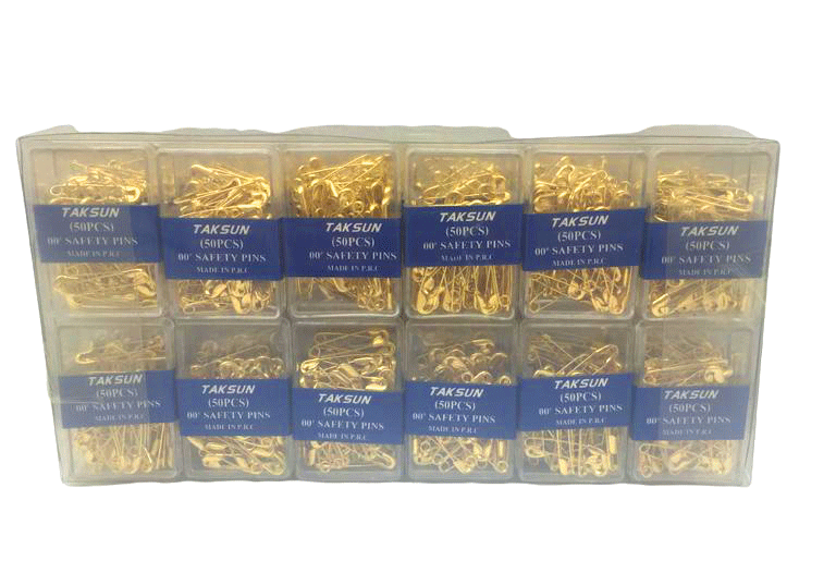 Egonex Taksun Safety Pıns-968 ( Sarı Gold ) ( 50pcs.pls.kutu ) (no-00) Mini Çengelli İğne*36x40