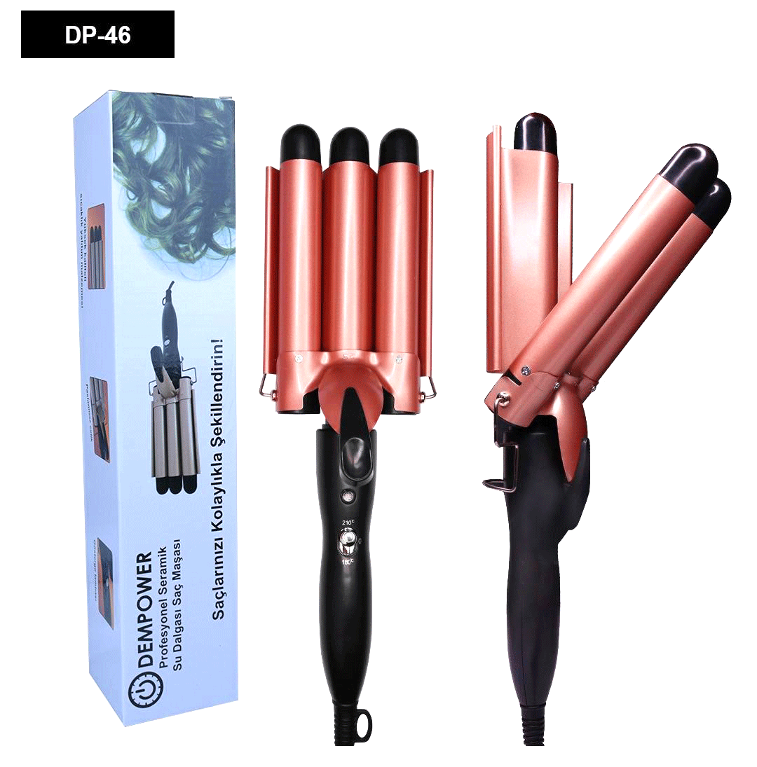 Egonex Dempower Dp-46 Prof.seramik 3lü Su Dalgası Saç Maşası & Şekillendirici*36