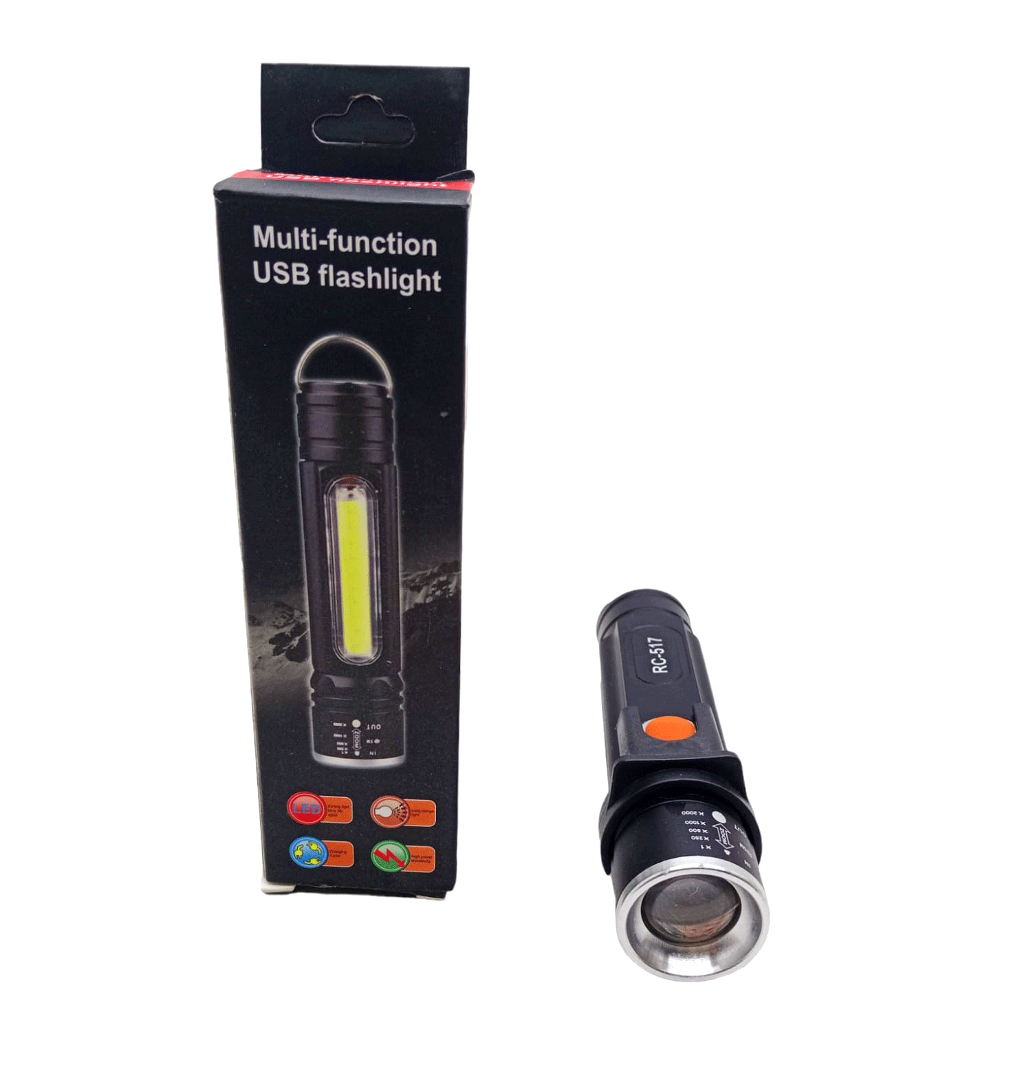 Egonex Ranchi Multi-function Rc-517 Zoomlu Usb Şarjlı El Feneri Metal Kasa*240