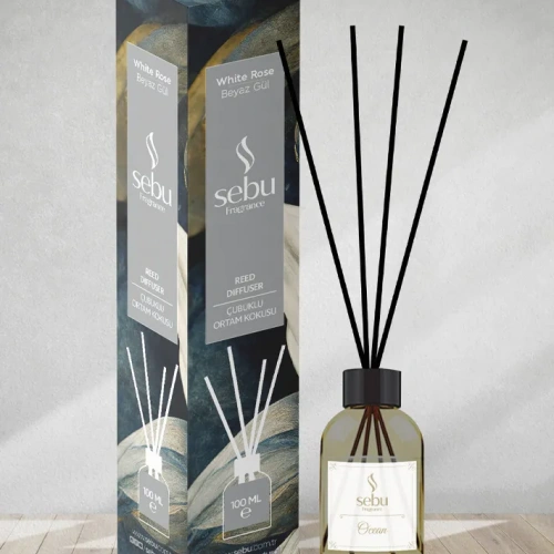 Beyaz Gül Ortam Kokusu Bambu Çubuklu Sebu 100 Ml