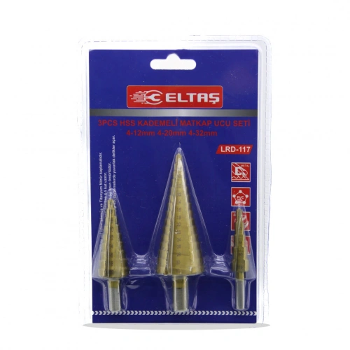 Egonex Eltaş Lrd-117 ( 3pcs ) ( Hss Kademeli ) Matkap Ucu Seti ( 4-12mm - 4-20mm -4-32mm )*100