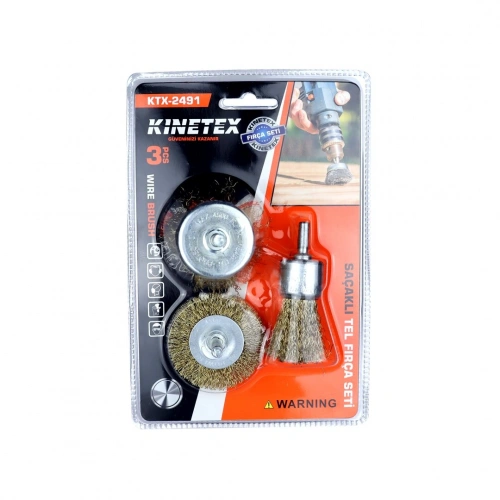 Egonex Kınetex Ktx-2491 ( 3pcs ) Saçaklı Tel Fırça Seti*72