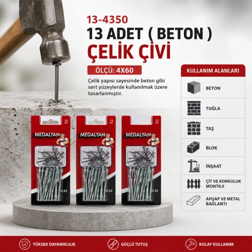 Egonex Medalyan Dl-23 ( 4x60 ) ( 13pcs ) ( Beton ) Çelik Çivi*12x12